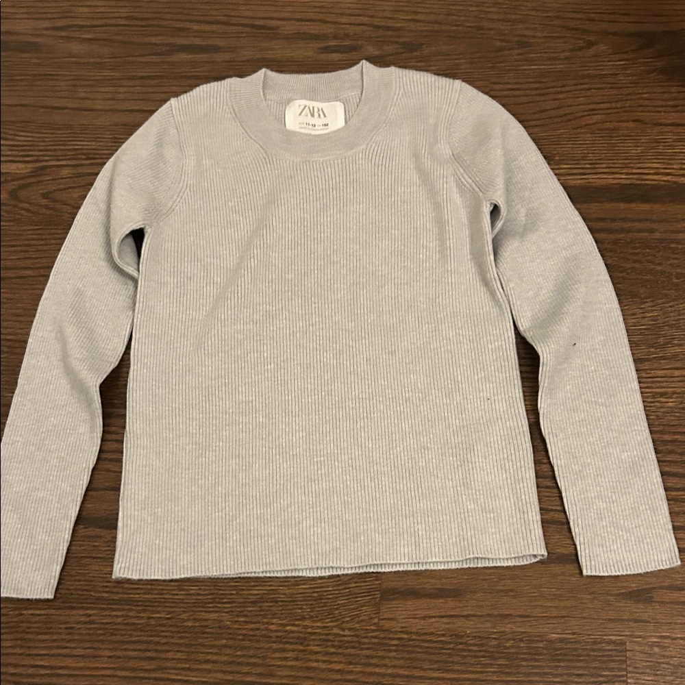 Zara Heather Gray Ribbed Knit Top